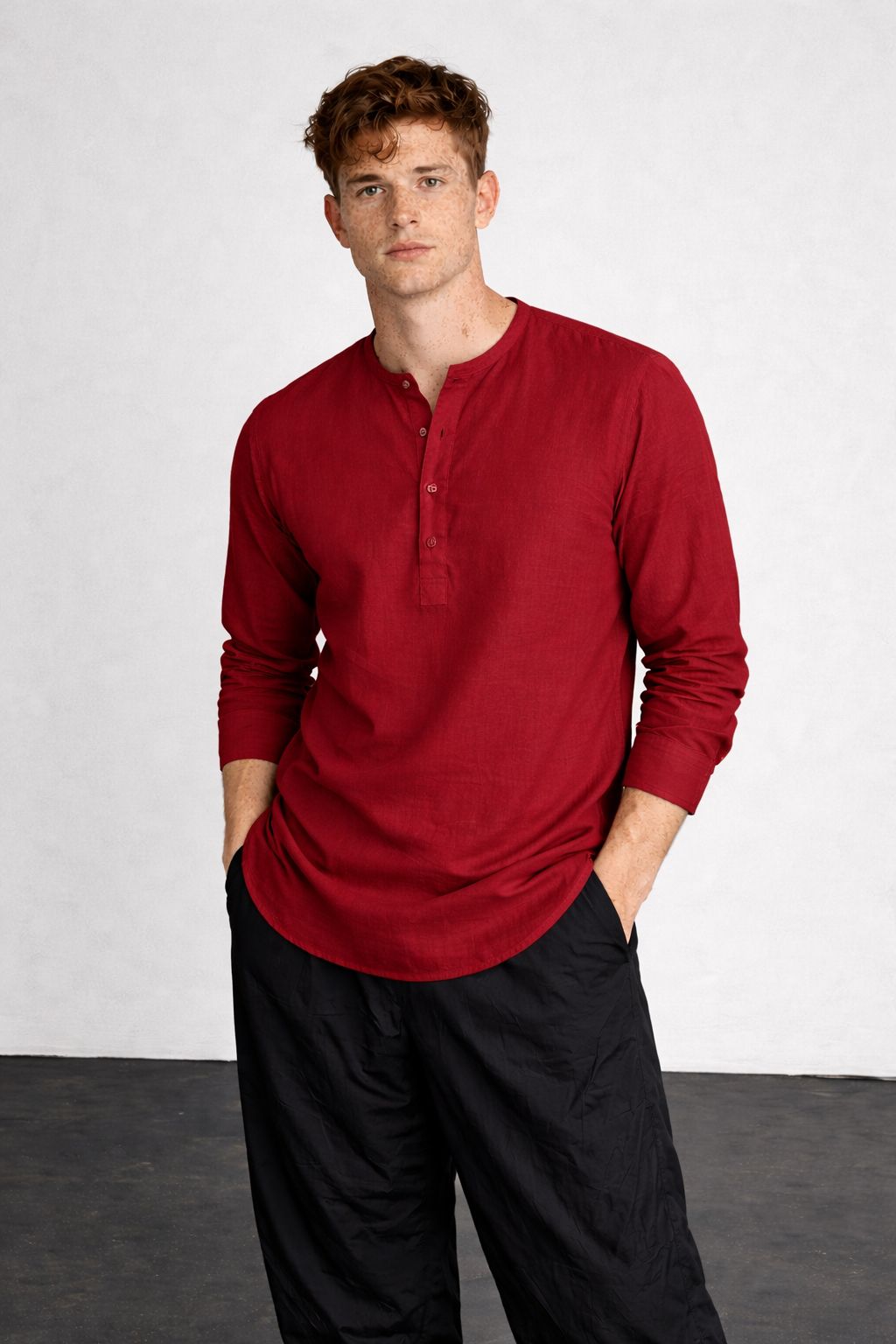 Men’s Full Sleeve Quarter Button Kurta Shirt