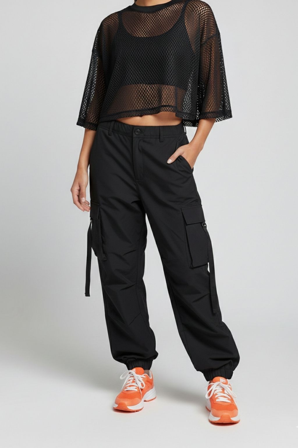 Black Utility Cargo Pants for Women