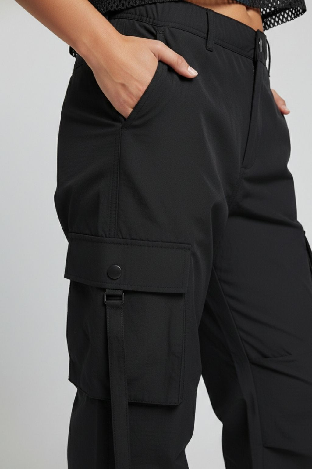 Black Utility Cargo Pants for Women