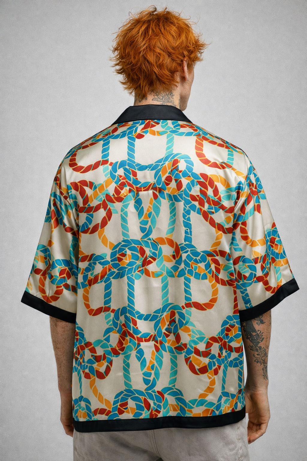 Luxury Satin Printed Oversized Half Sleeve Shirt