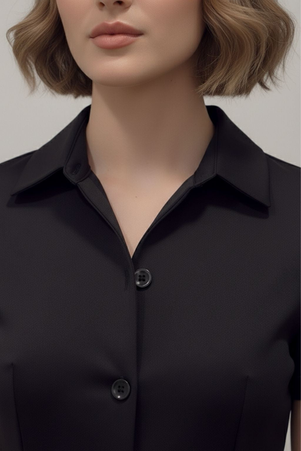 Black Button-Down Mini Dress