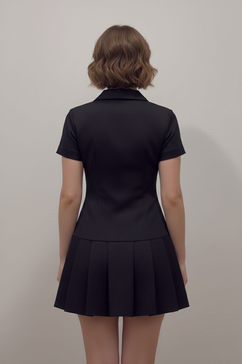 Black Button-Down Mini Dress