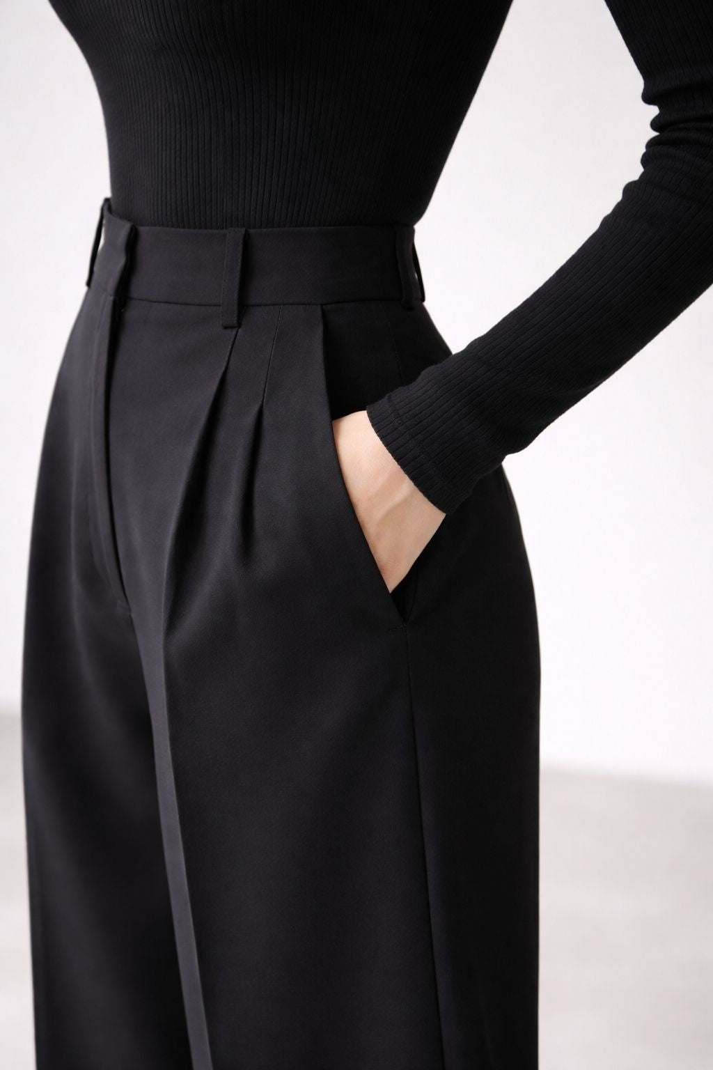 Ultra Luxury Black High-Waist Women Trousers