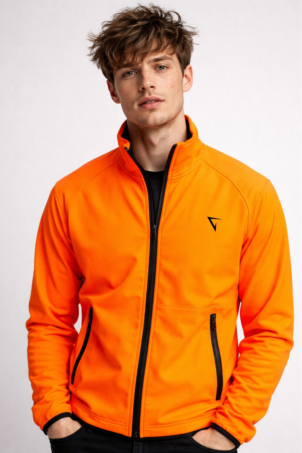 Men’s Performance Zip Jacket – Neon Orange
