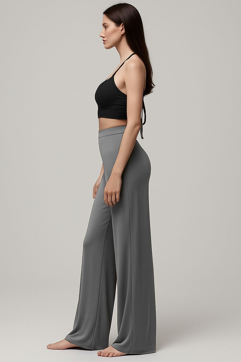 Essential High-Waist Wide-Leg Trousers