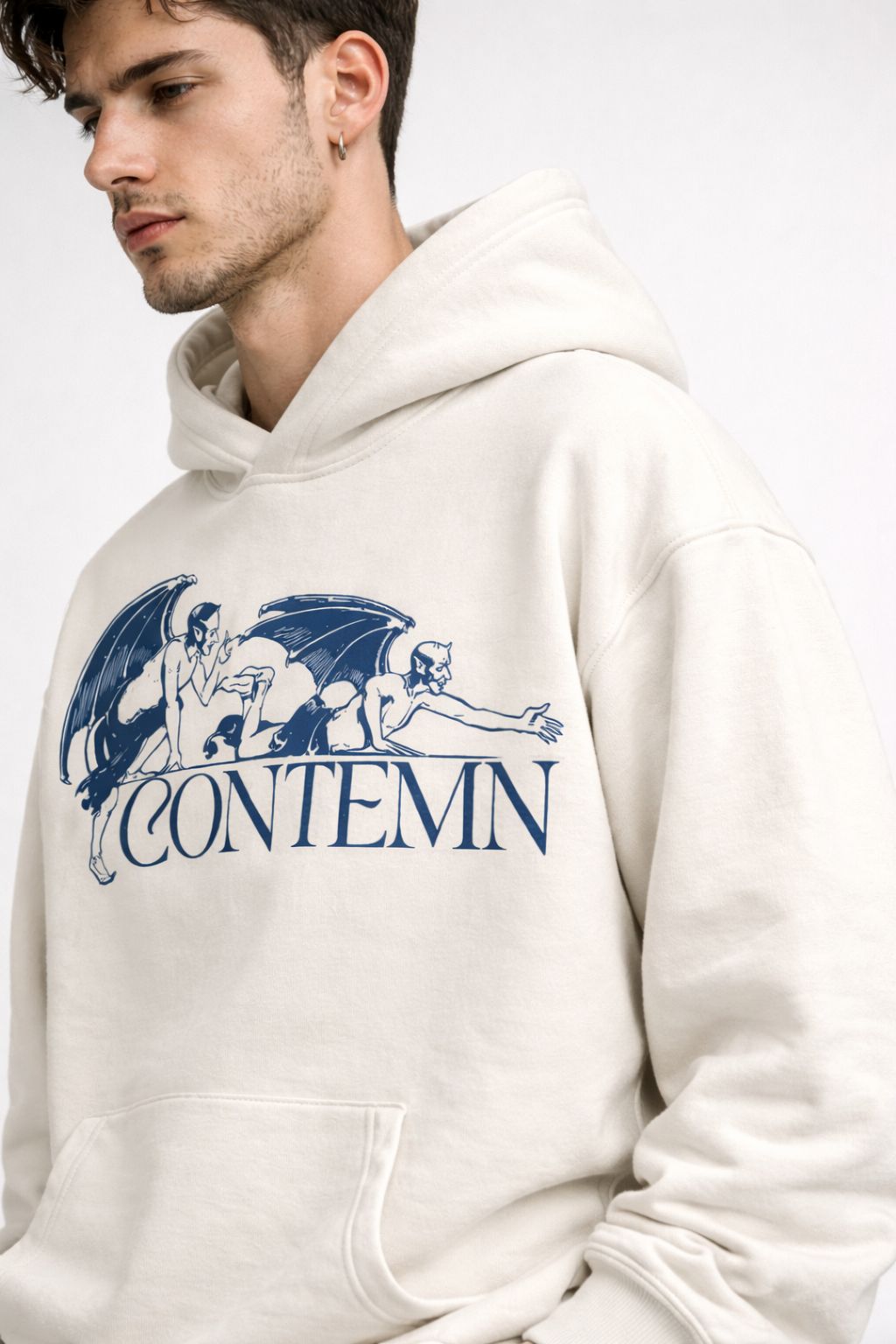 Contemn Oversized Cotton Printed Hoodie