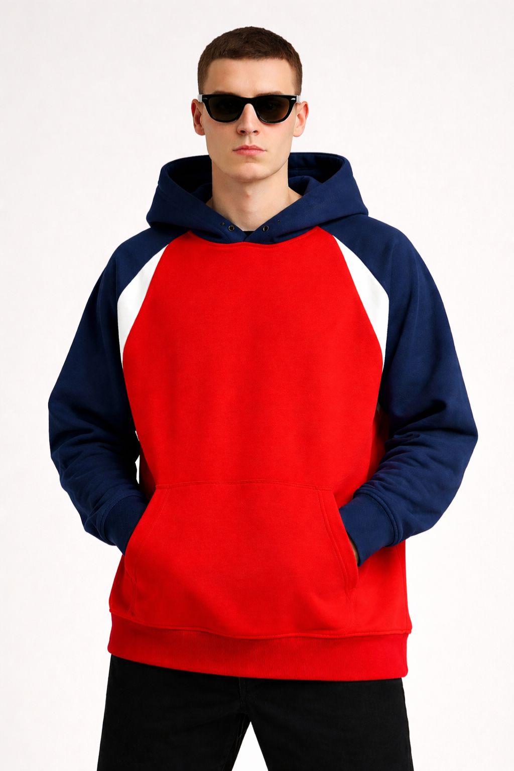 Atharvan Red Oversized Color-block Hoodie