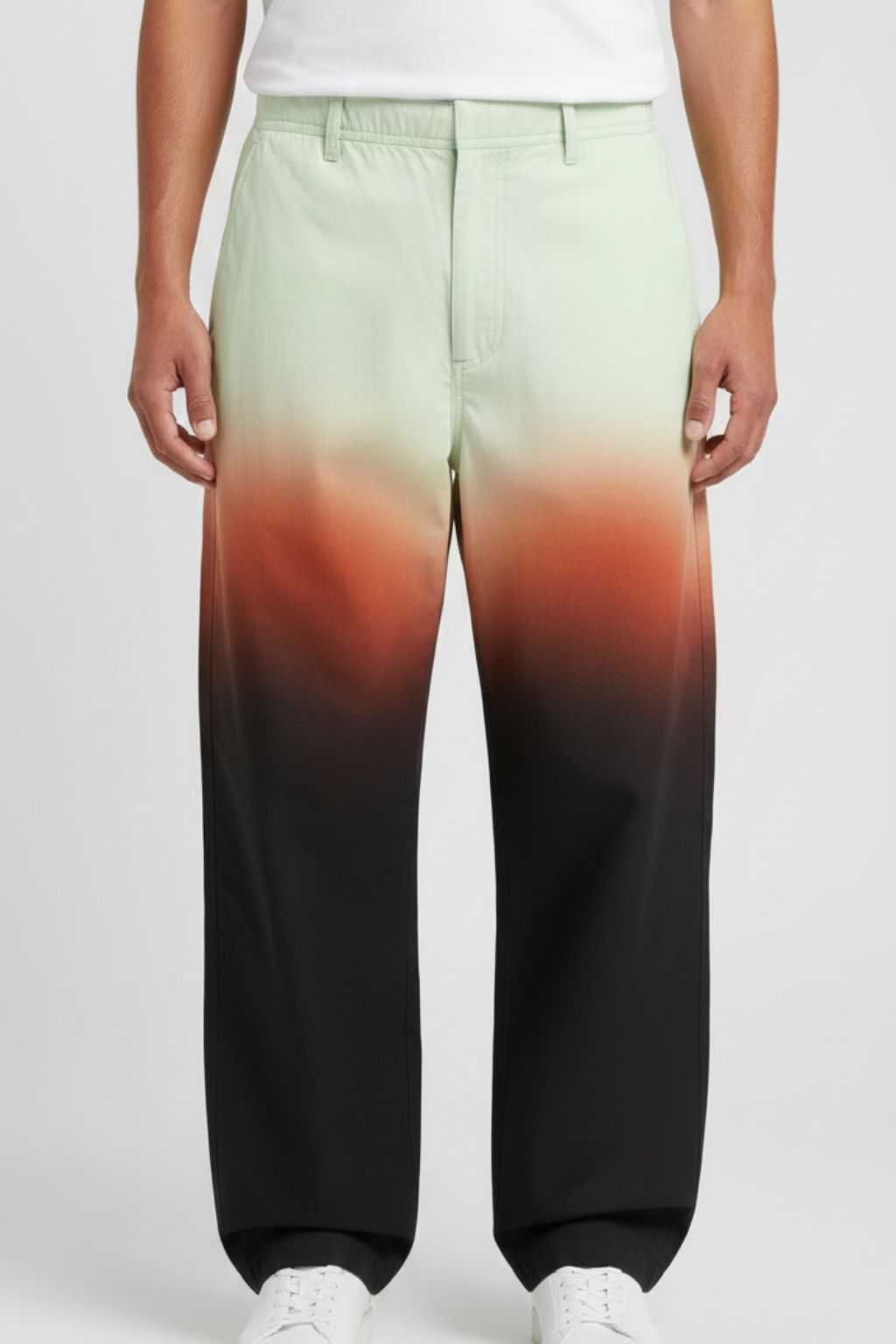 Wide-Leg Sunset Gradient Poplin Pants
