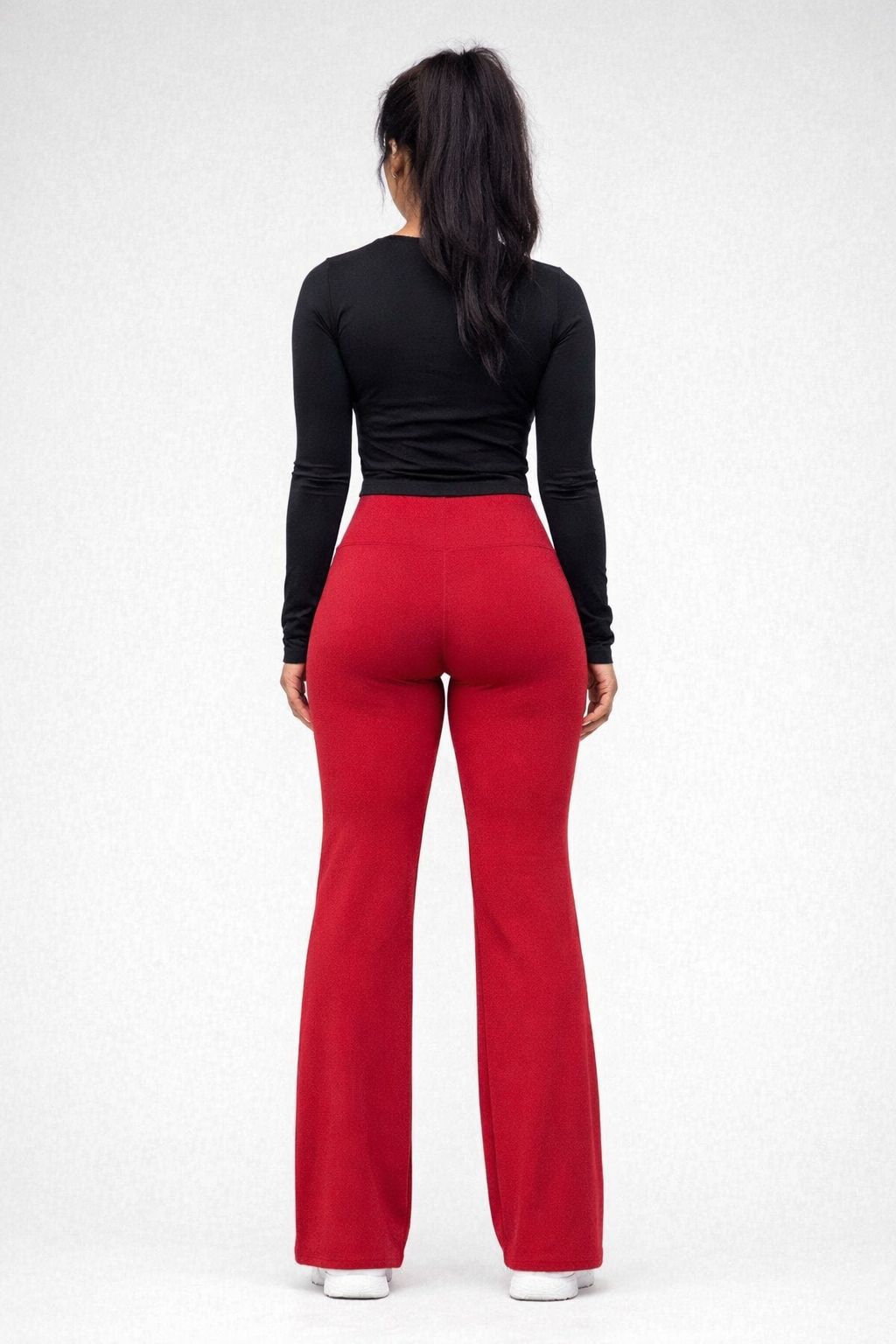 Women’s High-Waist Red Flared Gym Pants