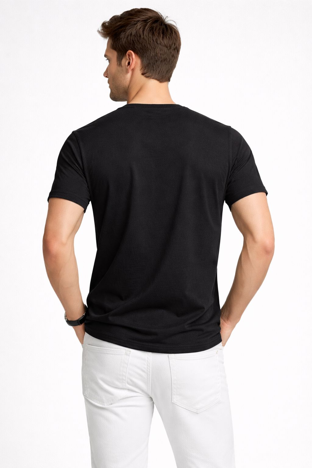 Cotton Black Interlock Tshirts for Men