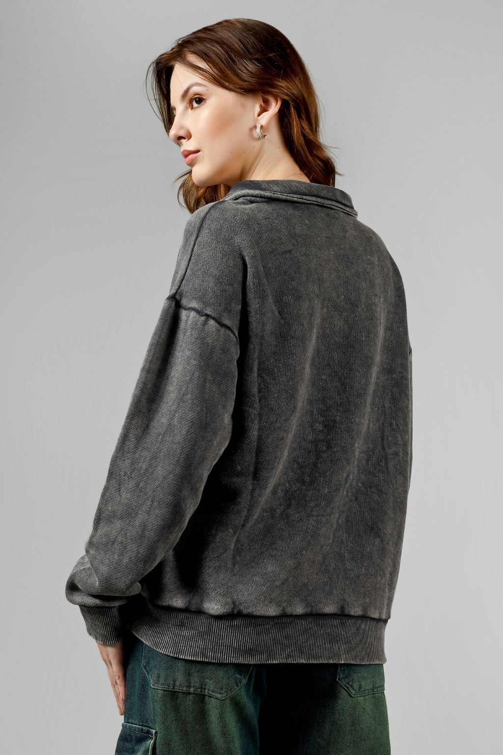 Washed Zipper Jacket for Women