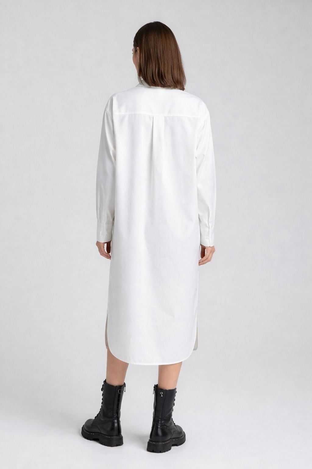 Women’s Oversized Shirt Dress – Long Sleeve Utility Midi Dress