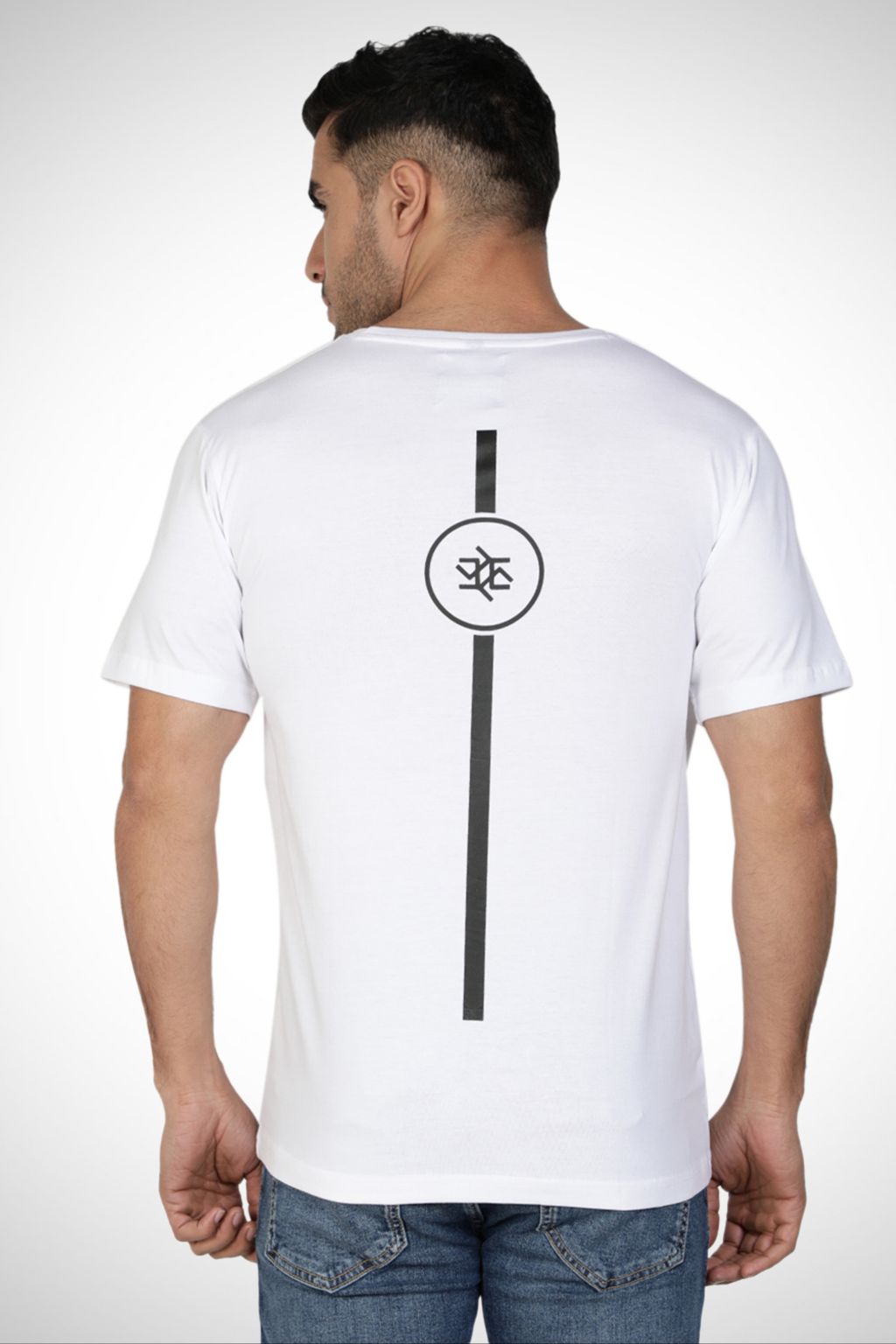 White Printed 2 Faces Cotton T-shirt for Men