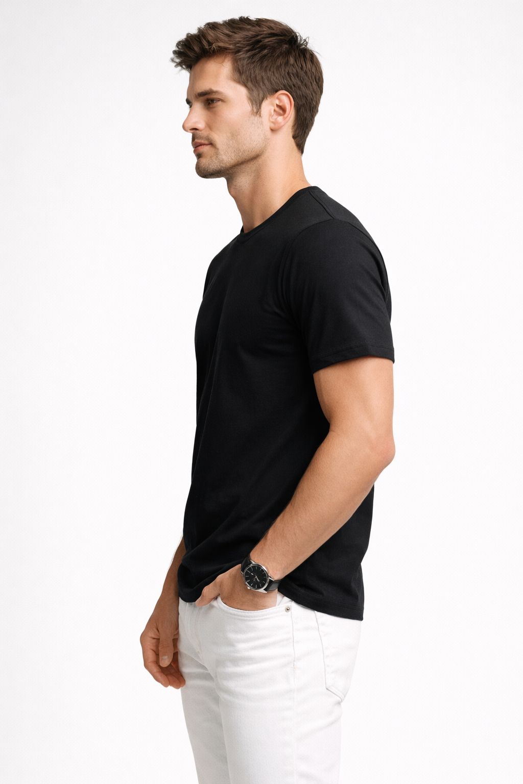 Cotton Black Interlock Tshirts for Men