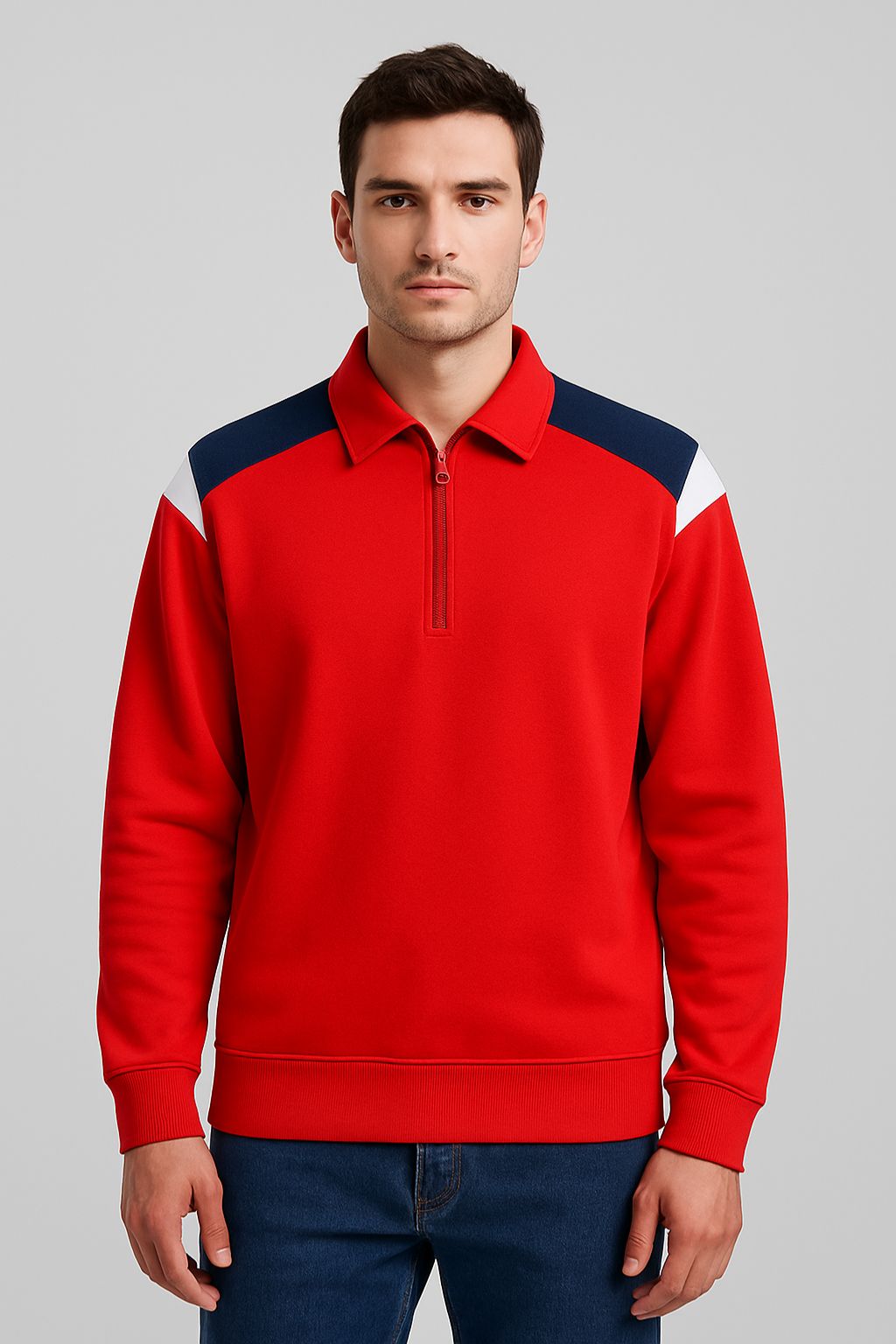 Atri Red Quarter Zipper Collar Jacket