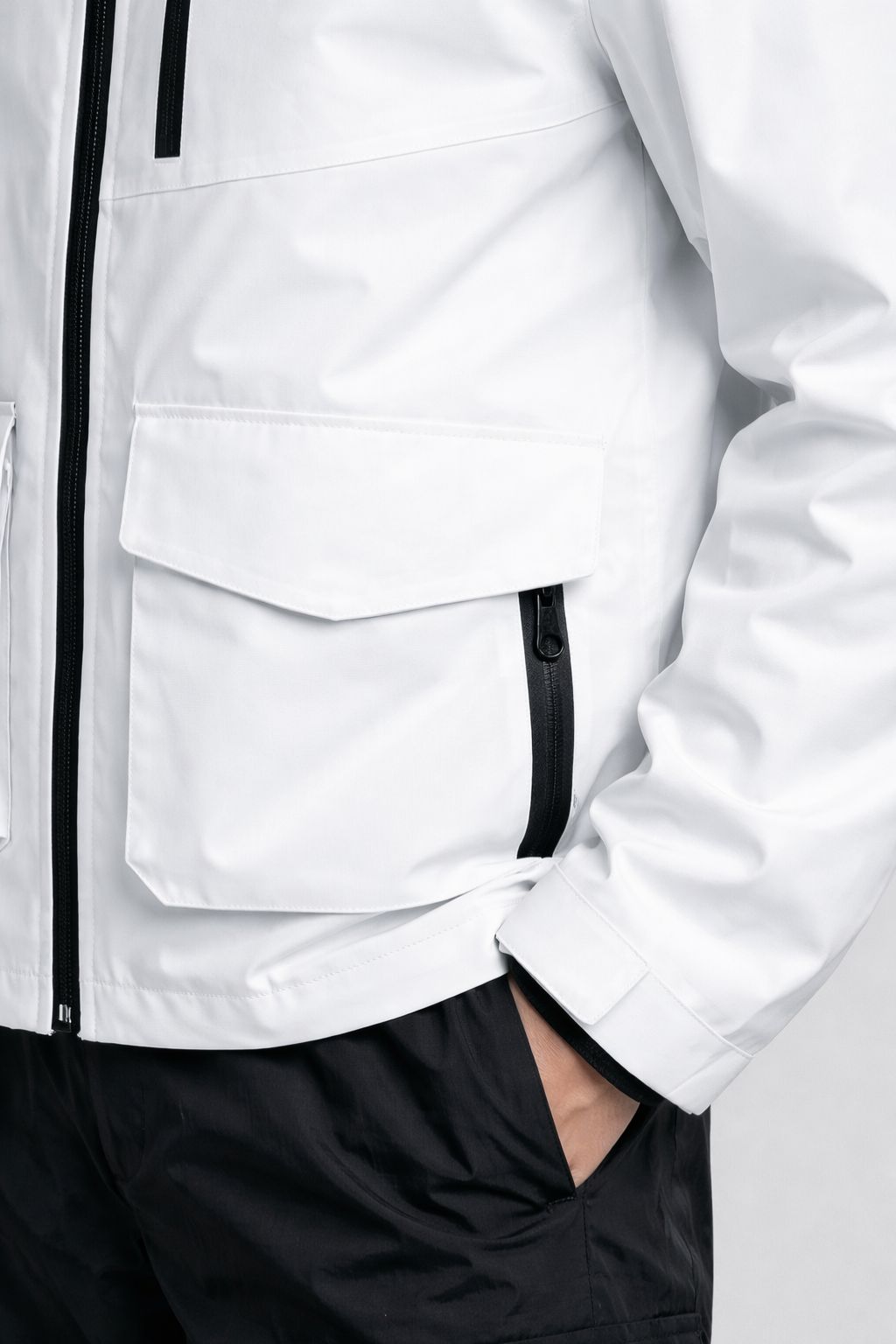 Waterproof High-Neck Hooded Multi-Pocket Jacket for Men