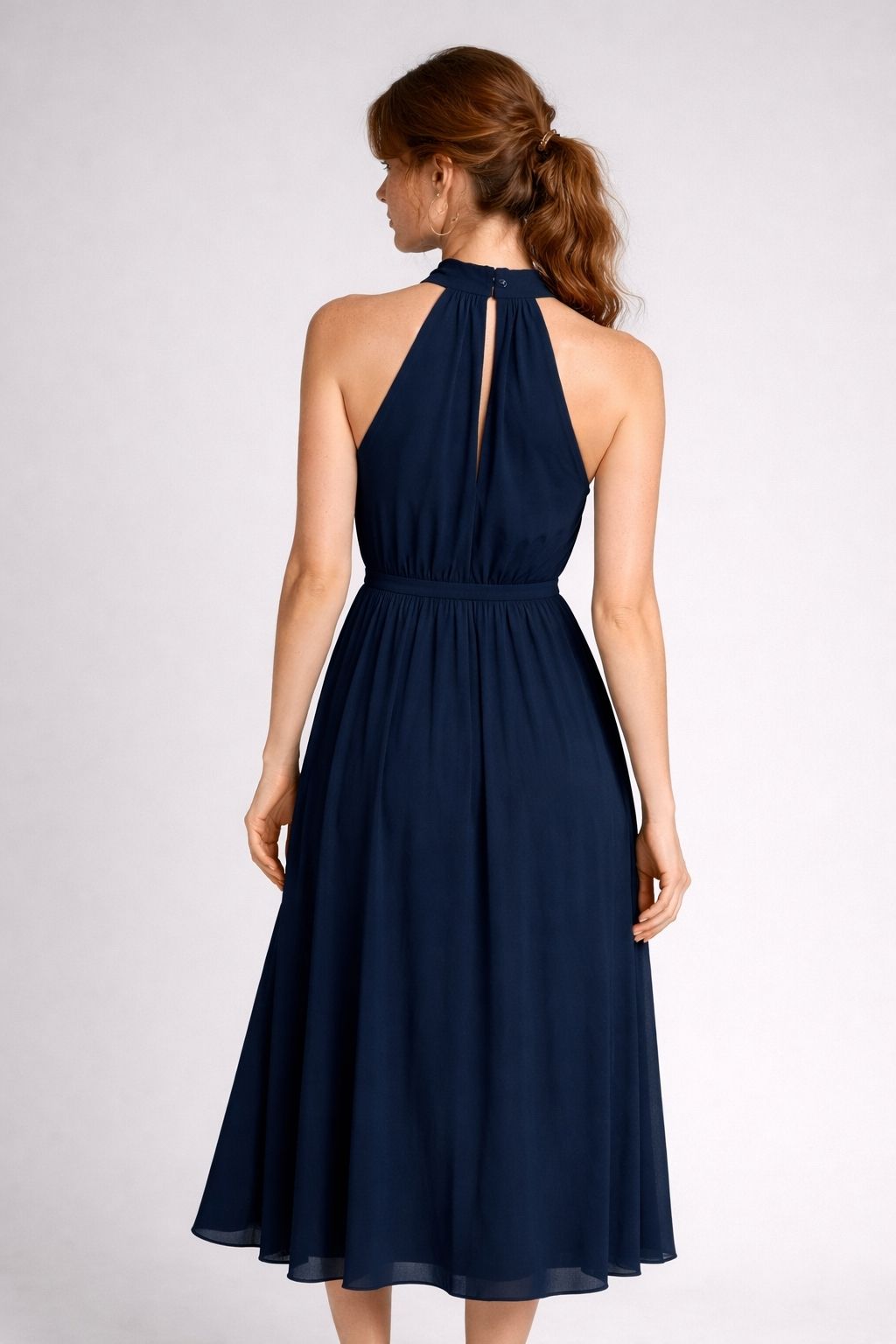 Halter Neck Midi Dress with Side Slit