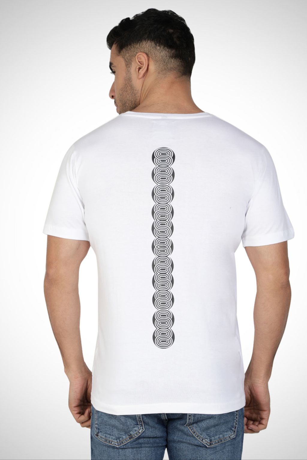 White Printed 86 Ball Cotton T-shirt for Men