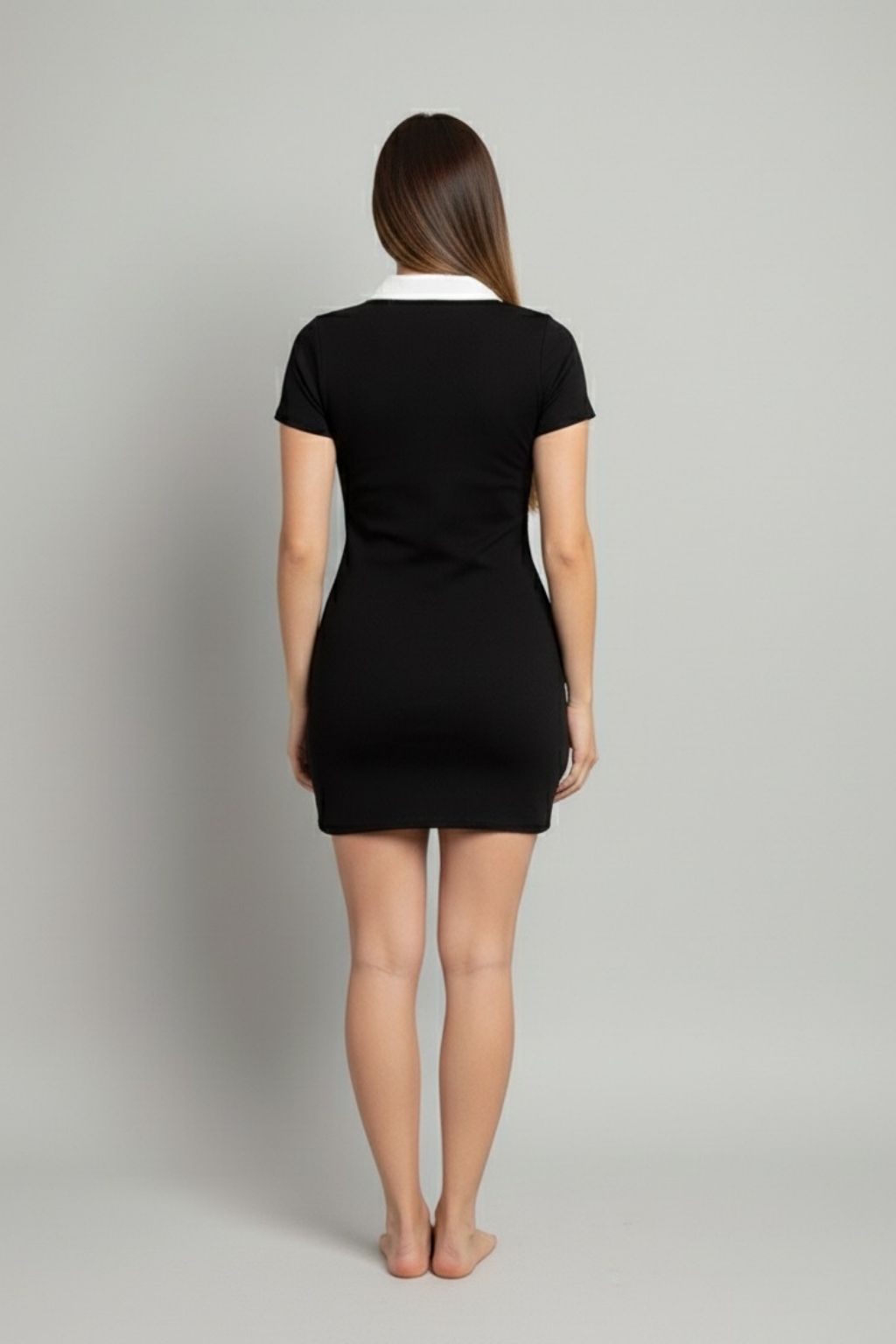 Women's Black Mini Collar Dress