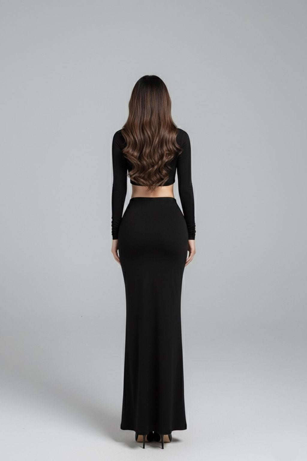 Black Crop Top & Maxi Skirt Co-Ord Set