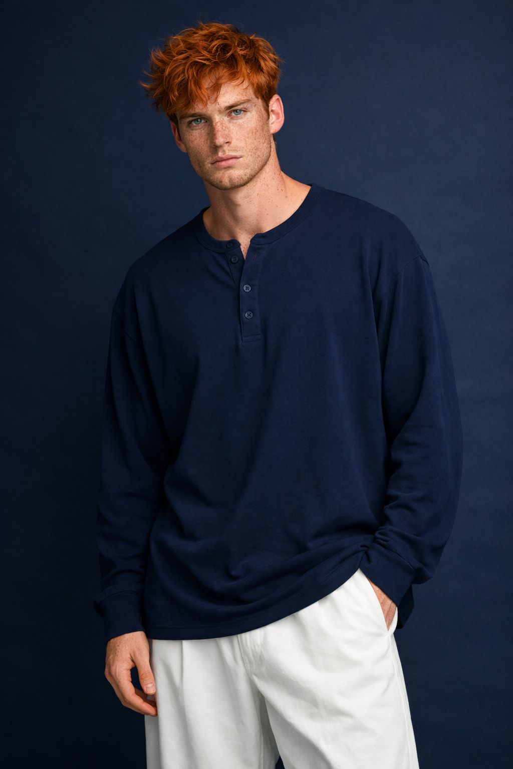 Mens Henley Full Sleeve Cotton Tshirt - Premium Luxury