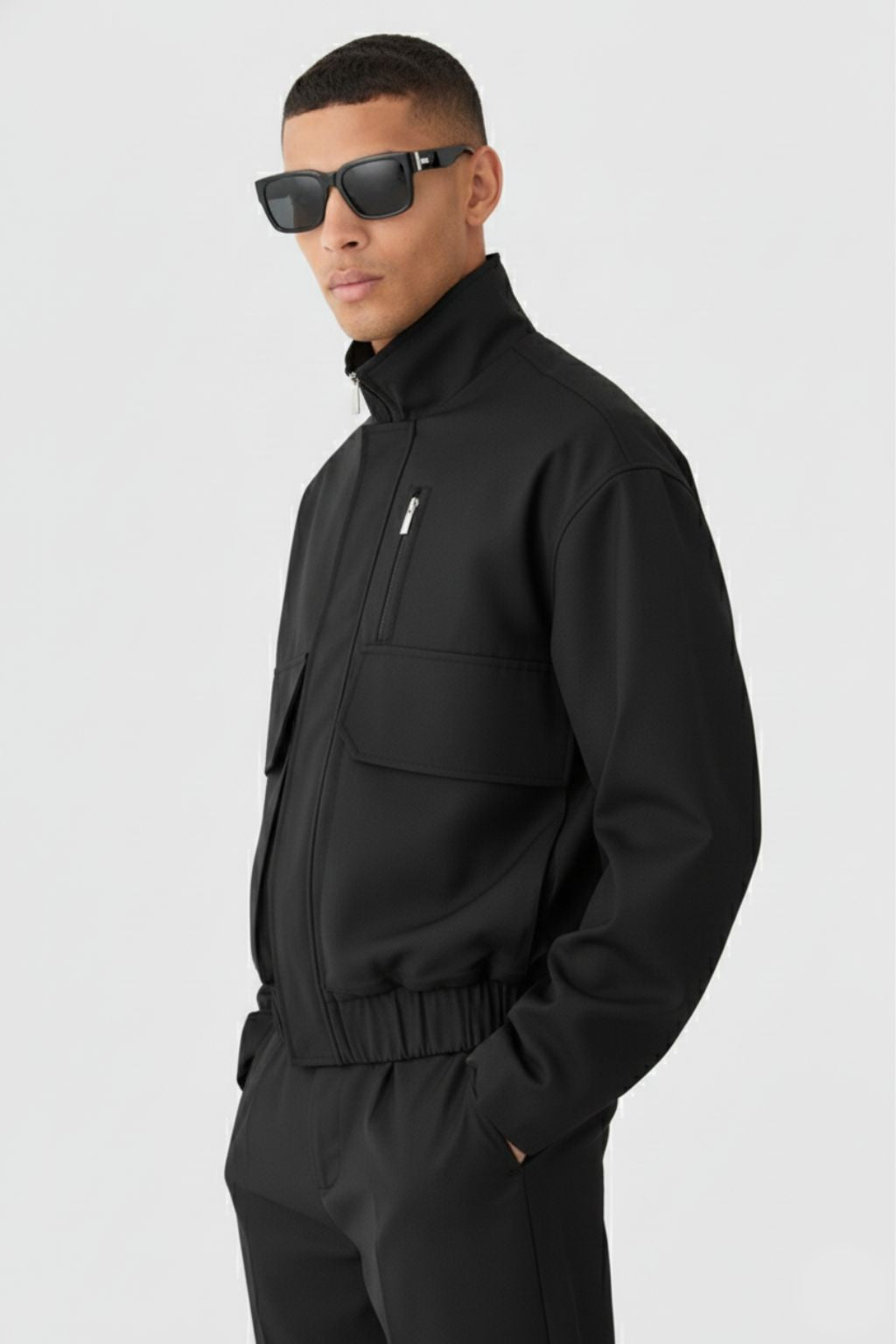 Sleek Black Urban Jacket for Men