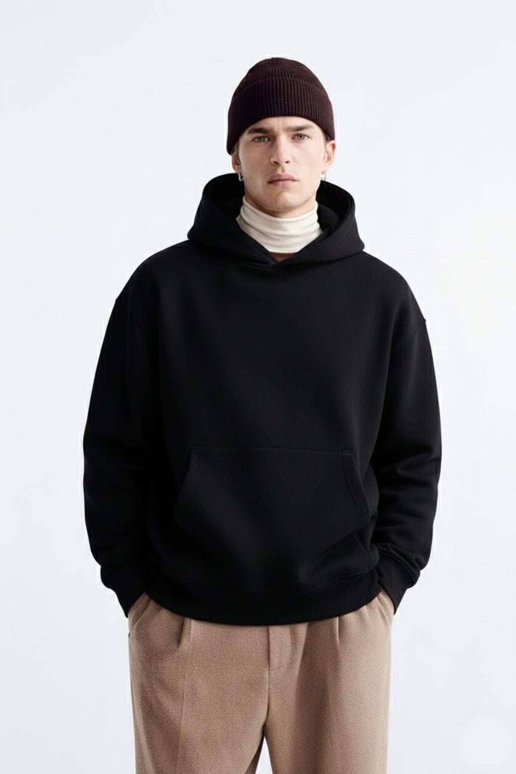 500 GSM Black Oversized Hoodie