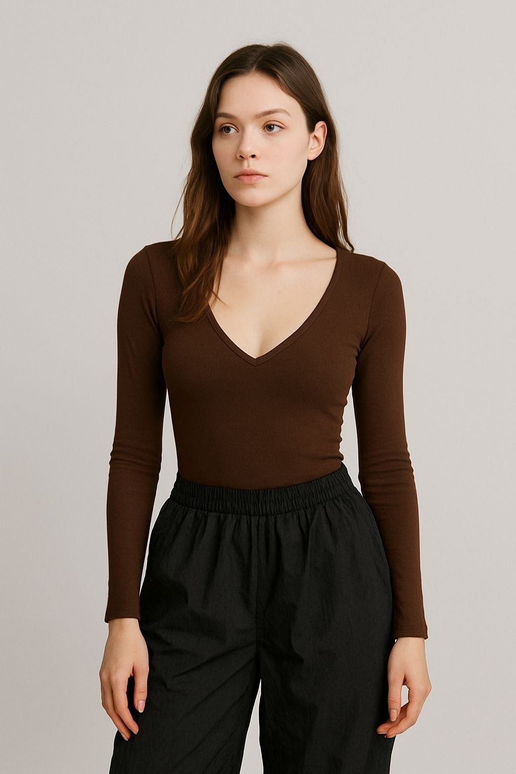 Slim Fit Deep-Neck Top