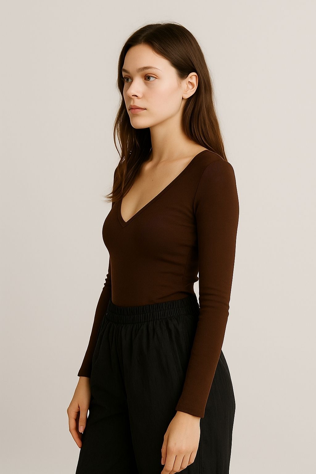 Slim Fit Deep-Neck Top