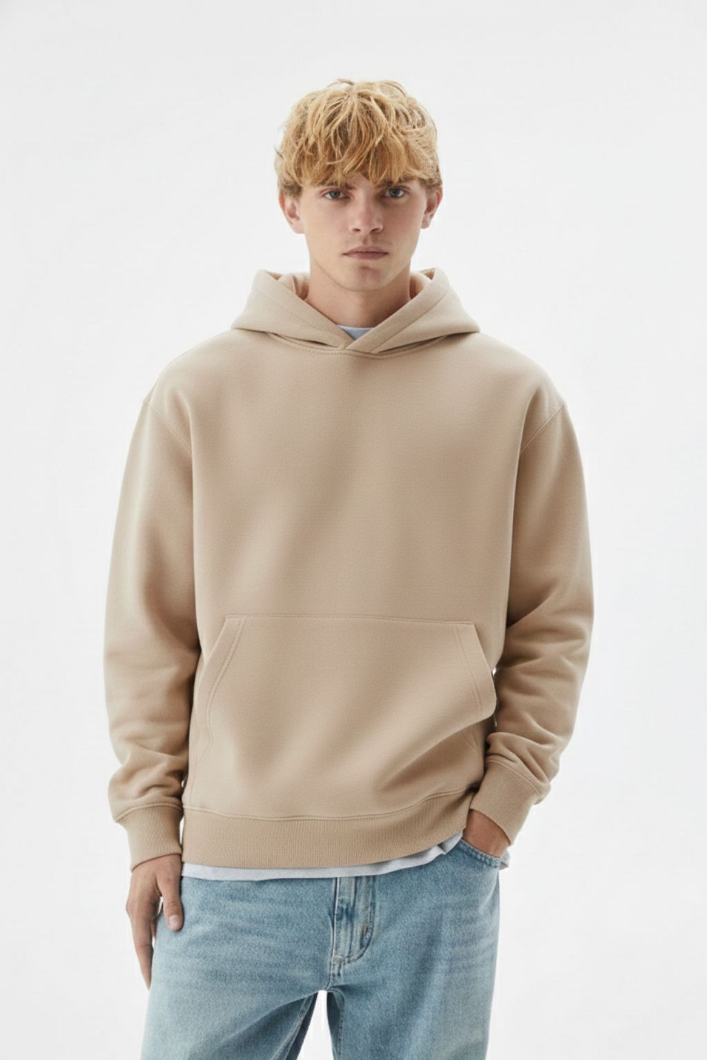 500 GSM Beige Oversized Hoodie