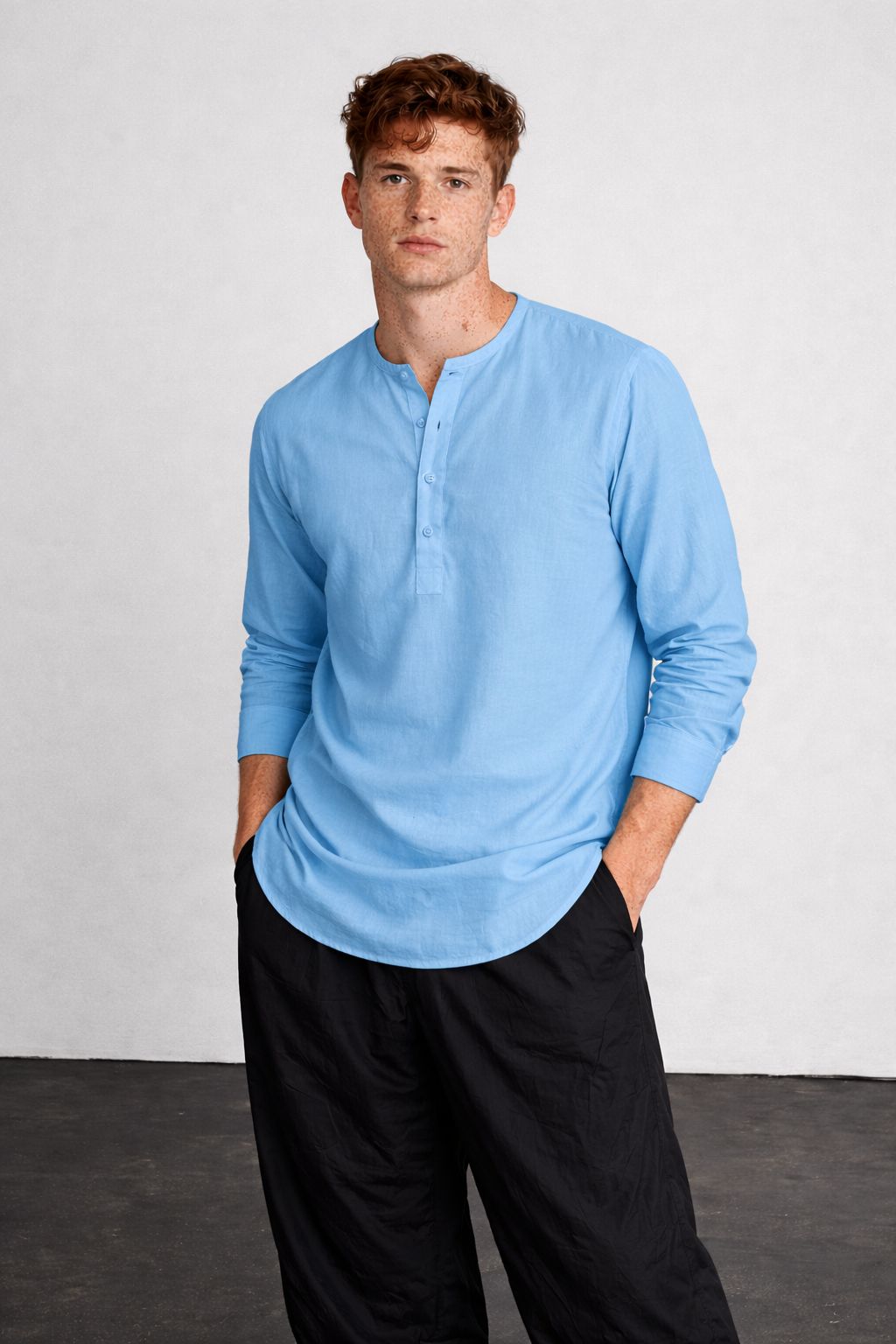 Men’s Full Sleeve Quarter Button Kurta Shirt