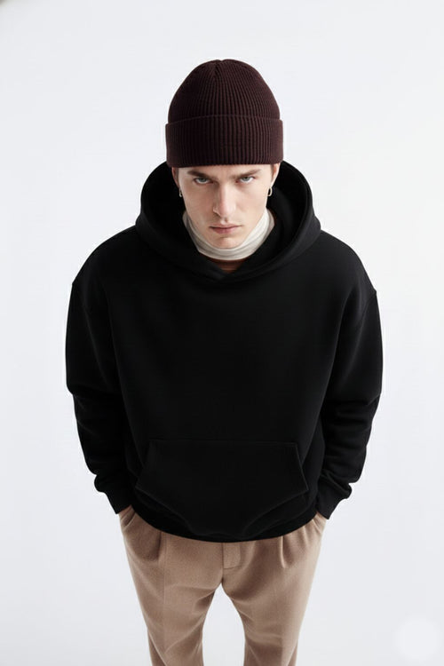 500 GSM Black Oversized Hoodie