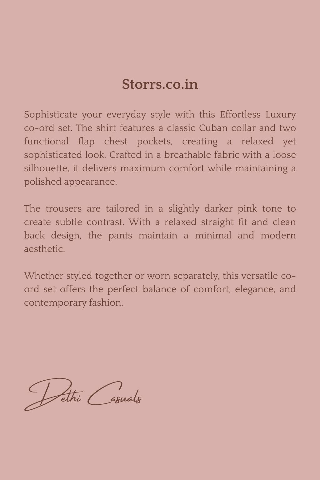 Men’s Pink Cuban Collar Co-ord Set – Loose Fit Shirt & Trouser