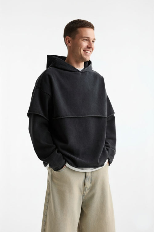 380 GSM Raw-Edge Oversized Cotton Hoodie