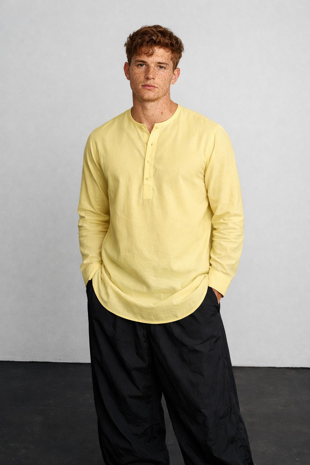 Men’s Full Sleeve Quarter Button Kurta Shirt