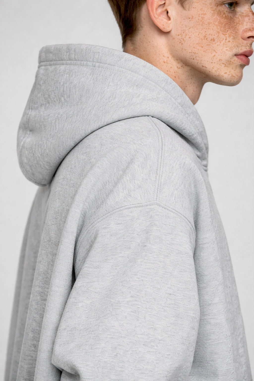 Oversized Melange Grey Men's Hoodie