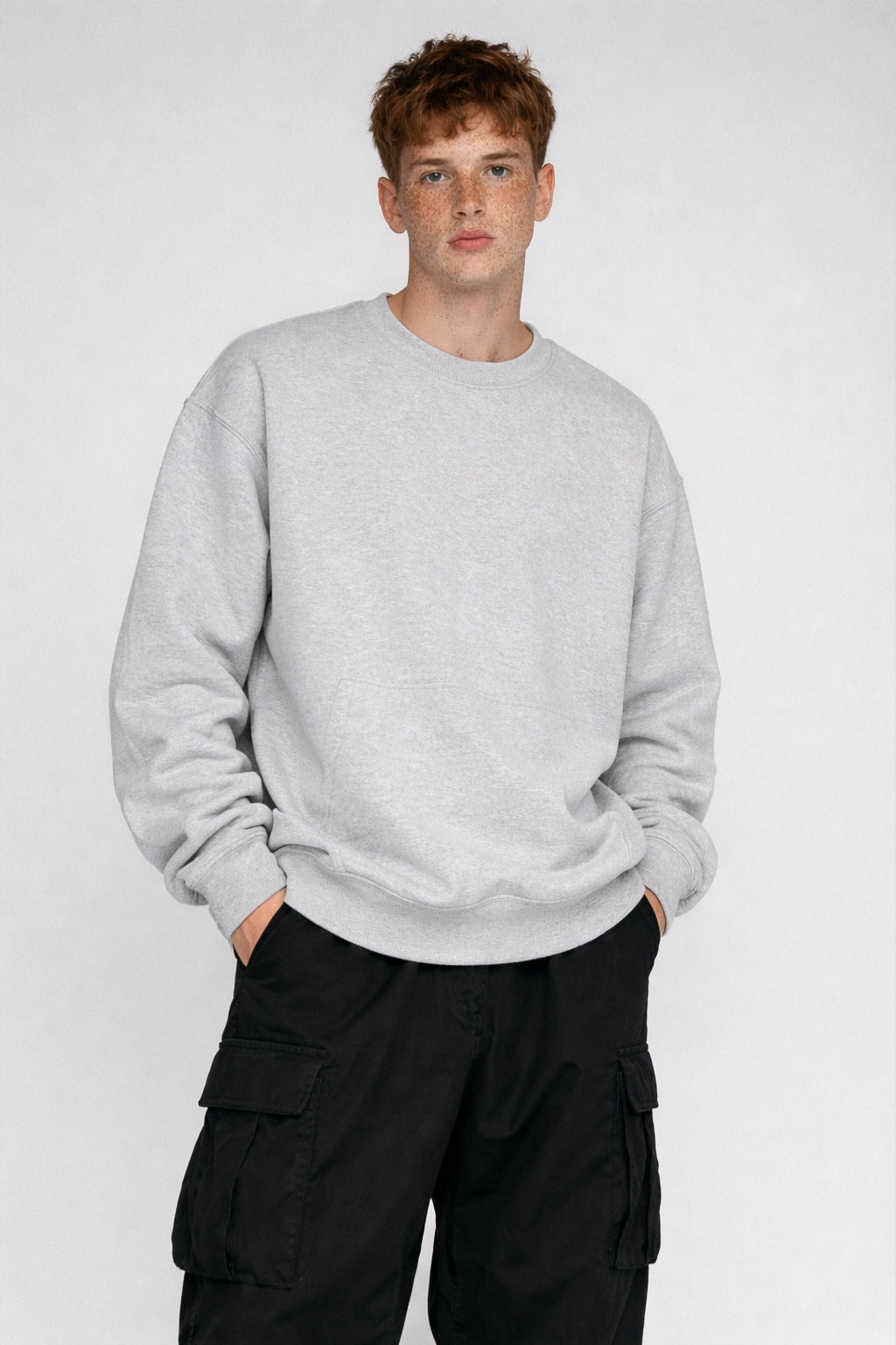 Oversized Melange Grey Men's Sweatshirt
